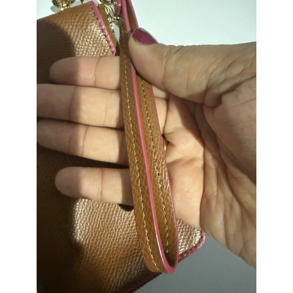 Coach Brown Pebbled Leather‎ Double Zipper Closure Wristlet - Wallet T - Picture 12 of 13